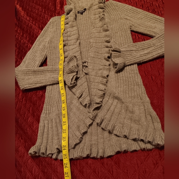 Elisabetta Collection Made In Italy Knit Sweater Ruffle SzM Mocha Mohair/Wool - Picture 5 of 8